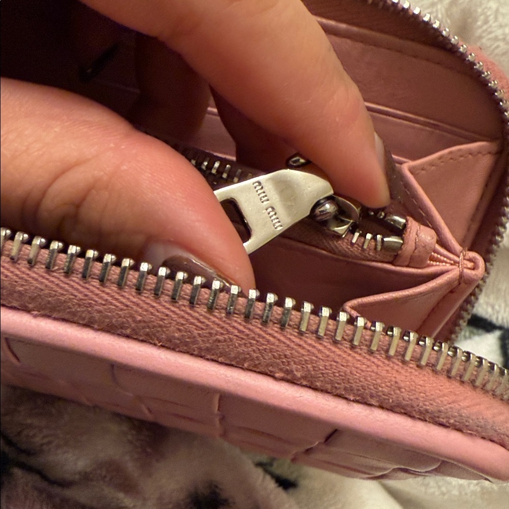 Miu Miu Pink Woven Wallet - Picture 7 of 9